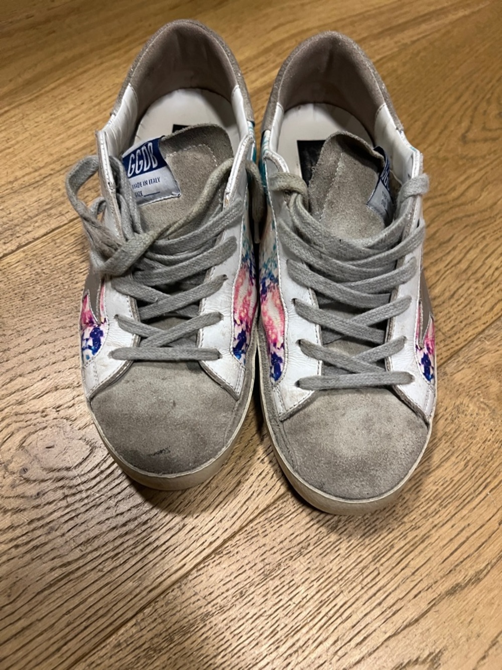 Golden Goose Super-Star womens Sneakers in Gray with Pink & Blue Accents - Picture 5 of 8